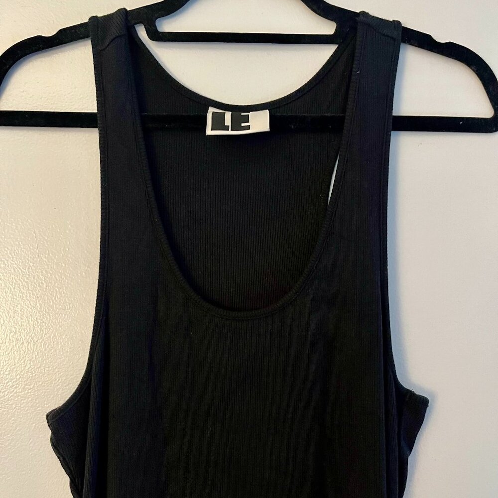 LOCAL EUROPEAN XL ribbed tank dress black maxi modal scoop neck knit sleeveless
